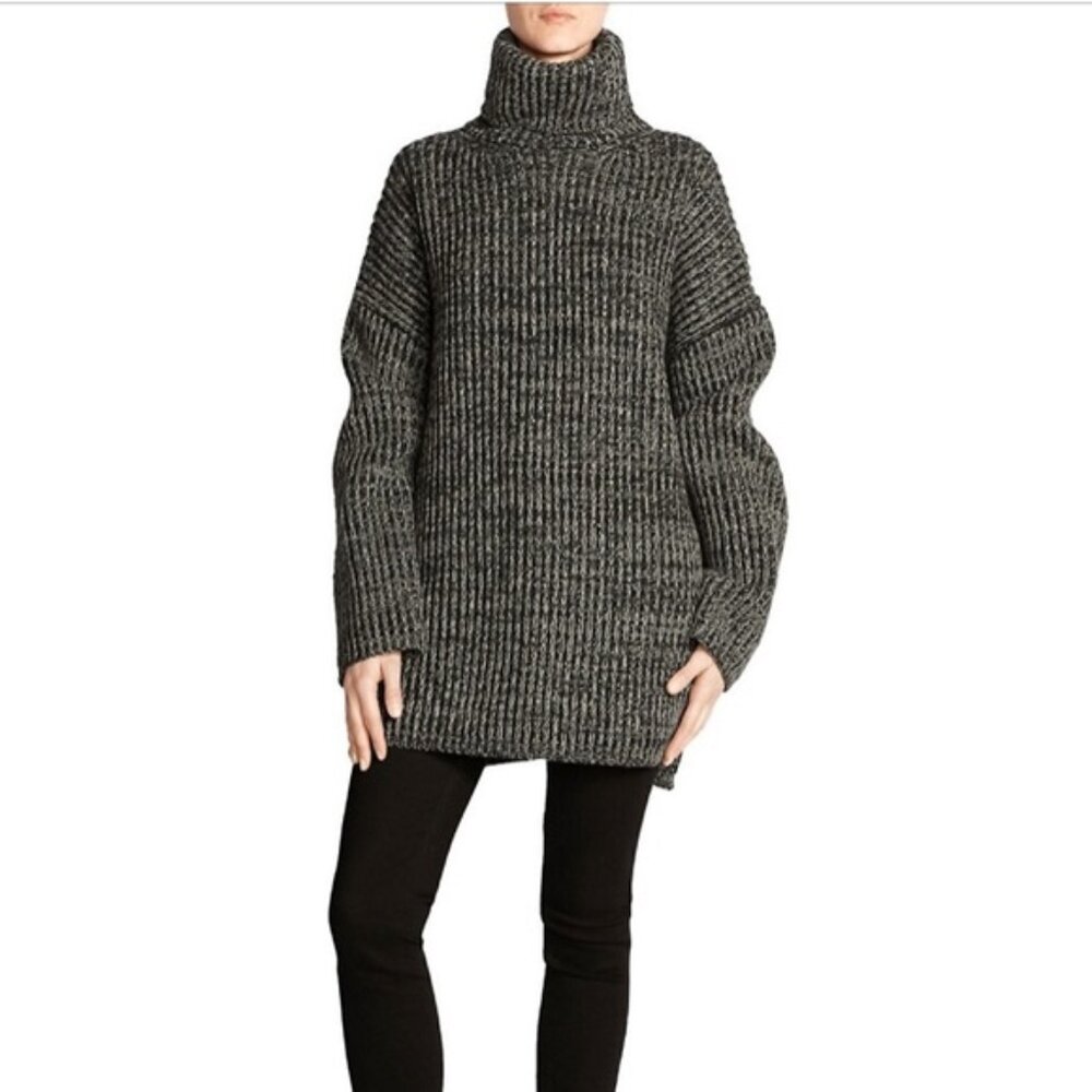 Acne Studios Grey Wool Ribbed Turtleneck Sweater